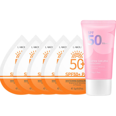 LAIKOU UV Protector 2gx5pcs Body Waterproof Sunblock SPF50 Sakura Face Whitening Sunscreen 50g image