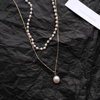 LATS 2021 New Fashion Kpop Pearl Choker Necklace Cute Double Layer Chain Pendant For Women image