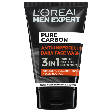 L’Oreal Men Expert Pure Carbon Anti-Imperfection 3in1 Daily Facial Wash - 100ml image