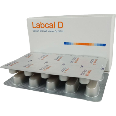 Labcal-D 500 mg Plus 200 IU 10's Strip Tablet image