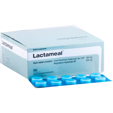 Lactameal 250 mg Plus 400 - 10's Strip Chewable Tablet image