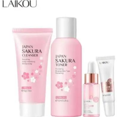 Laikou Sakura Set Care Combo Face Toner Cream Serum Cleanser 257ml image