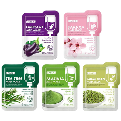 Laikou Tea Tree/ Eggplant /Mung Bean/Sakura / Matcha Mud Mask- 5pcs Combo image