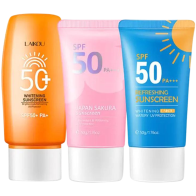 Laikou Whitening Sunscreen Set Refreshing Tone Up Moisturizing SPF 50 Plus 50G 3pcs image