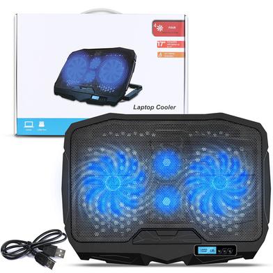 Laptop USB Cooling Pad S18 Four Fan With Led Screen - Black image