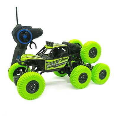 Lateral Dancing Rechargeable Big Size Remote Control Stunt Car (stunt_car_8wheel_b_green) image