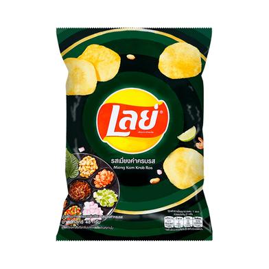 Lays Mieng Kam Krob Ros Flavor Flat Potato Chips 48 gm (Thailand) image