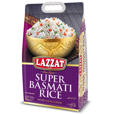 Lazzat Super Basmati Rice Extra Long Grain Streamed Basmati image