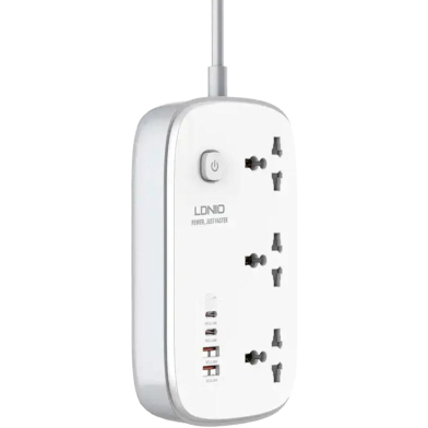 Ldnio Power Strip 65W 3 Sockets With 4 Port Charger image