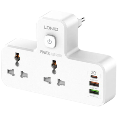 Ldnio SC2311 20W 3 Port USB PD And QC3.0 Charger Extension 2 Way Power Socket image