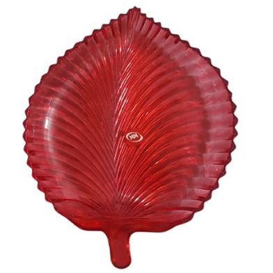 Leaf Shape Crystal Glass Tray Decorated Serving Plate image