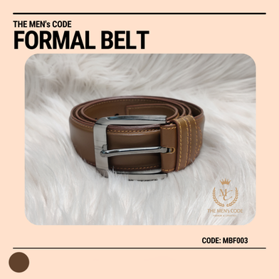 THE MEN's CODE Brown Leather Formal Belt For Men image