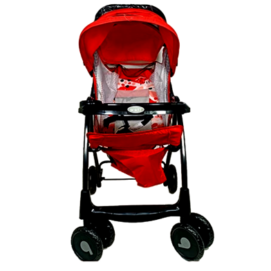 Lightweight Portable Baby Stroller Baby Trolley 722c Folding Pram For Kids From Newborn To 3 Years With Back Rest, Food Tray And Wheel Lock (Stroller_722c_red) Red image
