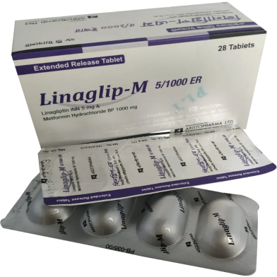 Linaglip-M 5mg, 1000mg Tablet–4's Strip image