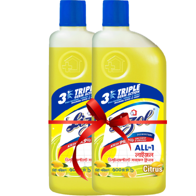 Lizol Citrus Disinfectant Surface Cleaner (500 ml x 2) 40 TK Off image