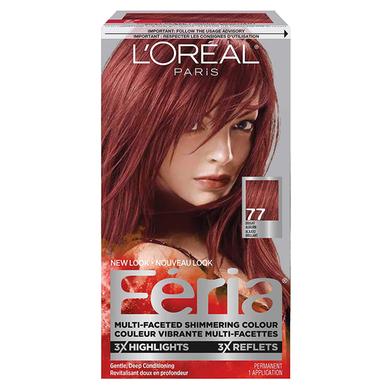 Loreal Paris Feria Multi-Faceted Shimmering Color 77 Bright Auburn Hair image