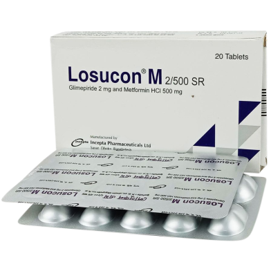 Losucon M 2 mg Plus 500 mg Tablet – 10's Strip image