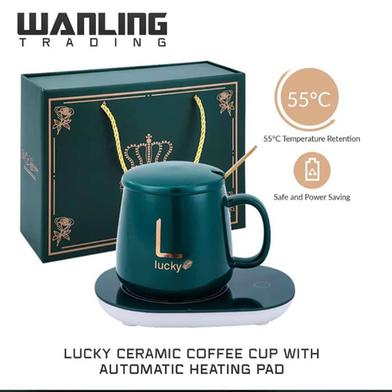 Lucky Ceramic Coffee Cup Warm 55°C Degree Heating With Cover image