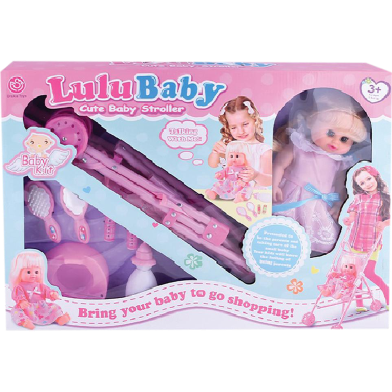 Lulu Cute Baby Doll Toy stroller Kid 14 inch image