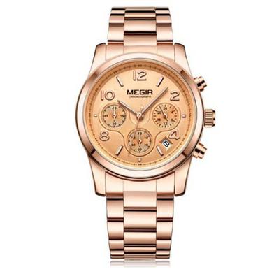 MEGIR Ladies Stainless Steel Luxur Watch -Rose Gold image