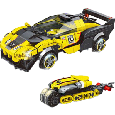 MINGDI LEIBAO 10132 non Lego YELLOW LAUNCH CAR, assembled toy set, Racers Speed ​​Racing model 412 blocks image