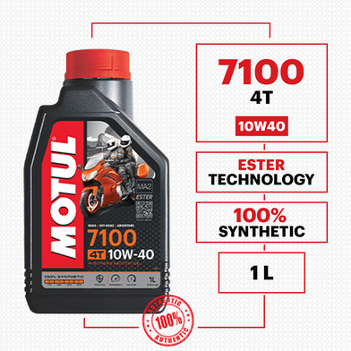 MOTUL 7100 4T Synthetic 10W40 Motor-cycle Engine Oil 1 Liter image
