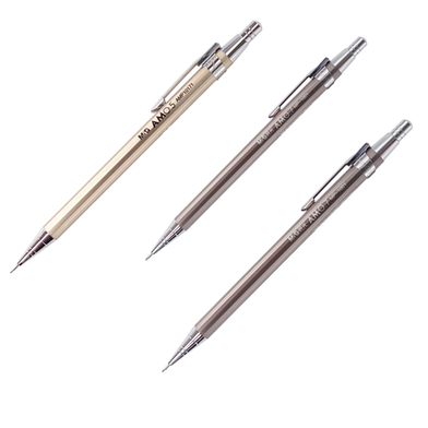 M And G Full Metal High Quality Mechanical Pencil 0.5mm Silver Grey Or Gold 3 Pcs image