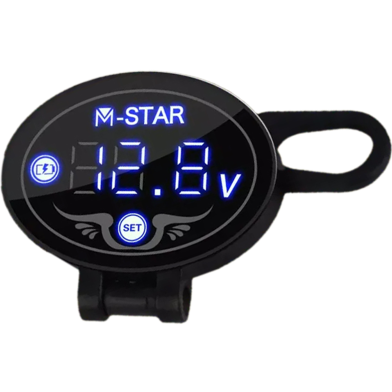 M-Star Waterproof LED Night Vision Motorcycle Volt Meter 9V To 24V Blue Display - 1 Piece image