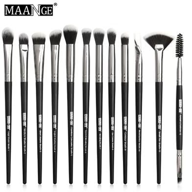 Maange 12 pcs Eye Brush Sets - Black Color image
