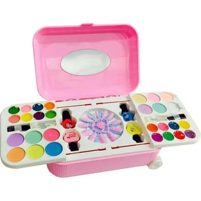 Makeup and Nail Art Toy Set for Girls Hello Kitty and Frozen Toy Trolley System Real Makeup Safe and Non toxic image