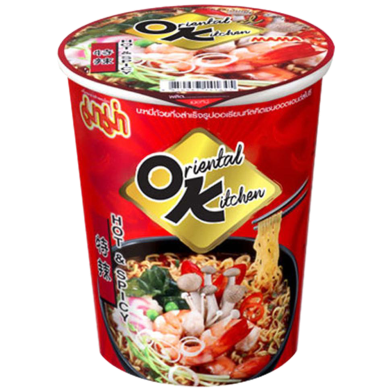 Mama Instant Cup Noodles Oriental Kitchen Hot And Spicy Flavour (65gm) image