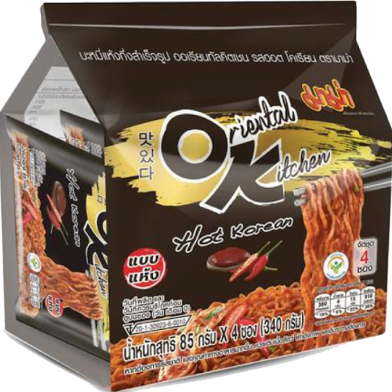 Mama Instant Noodles Oriental Kitchen Hot Korean Flavour Family Pack (4 x 85 gm) image