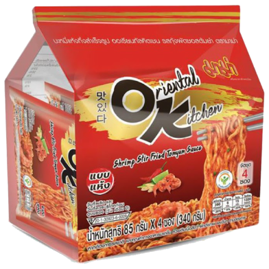 Mama Instant Noodles Oriental Kitchen Shrimp STIR Fried Tom Yum Sauce Family Pack image