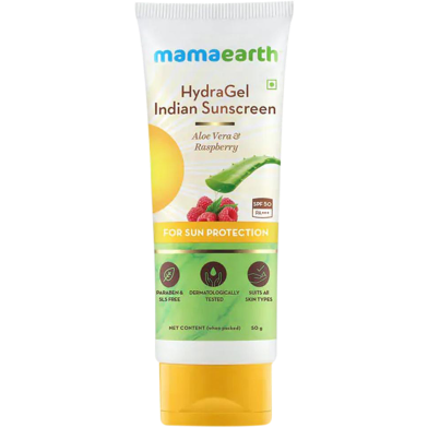 Mamaearth Hydragel Indian Sunscreen With Aloe Vera And Raspberry For Sun Protection image