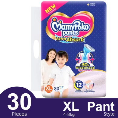 MamyPoko Pants Premium Extra Absorb Pant System Baby Diaper (XL Size) (12-17Kg) (30Pcs) image