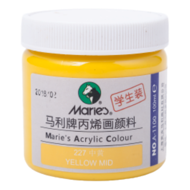 Maries Acrylic Color Paint 100ml Jar For Professional Artists Yellow Mid image