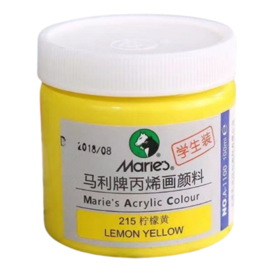 Maries Acrylic Color Paint 100ml Jar For Professional Artists Lemon Yellow image