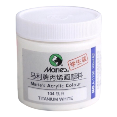 Maries Acrylic Color Paint 100ml Jar For Professional Artists Titaniam White image
