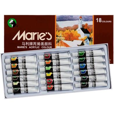 Maries Acrylic Color Paint 18 color Box For Professional Artist 12 ml Tubes image