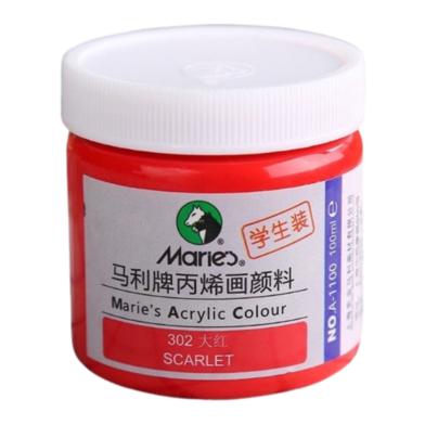 Maries Acrylic Color Paint Jar For Professional Artists Scarlet - 100ml image