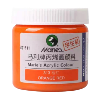 Maries Acrylic Color Paint Jar For Professional Artists Orrange Red - 100ml image