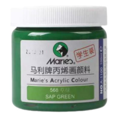 Maries Acrylic Color Paint Jar For Professional Artists Sap Green - 100ml image