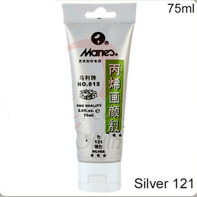 Maries Metallic and Fluorescent Acrylic 75ml 121-Silver tube image