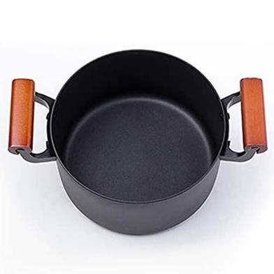 MasterChef Casserole with Lid, Induction Pots, Spaghetti Pot, Steamer Pot, Glass Lid, Wooden Handle, Aluminium Cooking Pot, Non-Stick Coating, Pan Set, Suitable for All Hob Types, 24 cm image