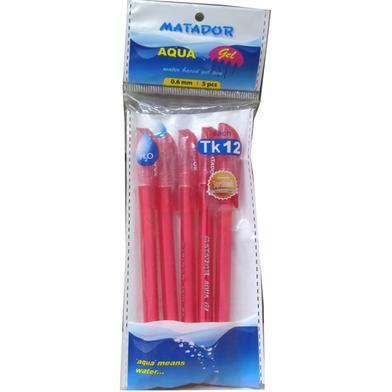 Matador Aqua Gel Pen Red Ink - 5Pcs image