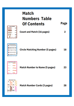 Match Numbers Table Of Contents image