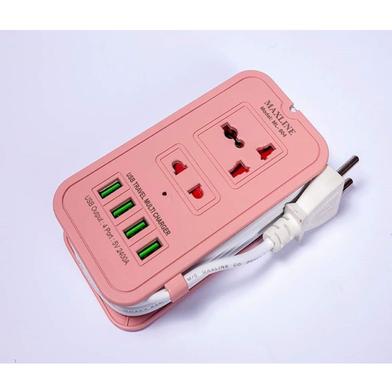 Maxline ML-604 4 USB Ports 2 Sockets Travel Multi Charger And Extension Socket With 6 Feet Cable image