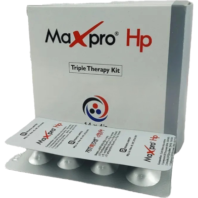 Maxpro Hp20 mg Plus 1000 mg Plus 500 mg 4's Strip Tablet image