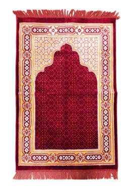 Medium Size Muslim Prayer Jaynamaz (জায়নামাজ) - Maroon Color (Any design) image
