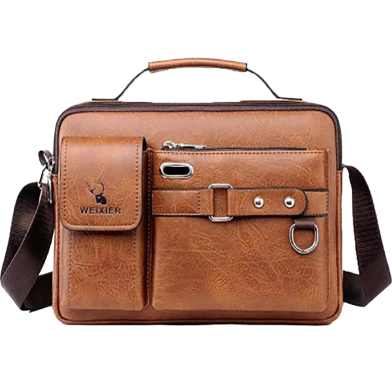 Men's Pu Leather Shoulder Bag (Brown Shape) image